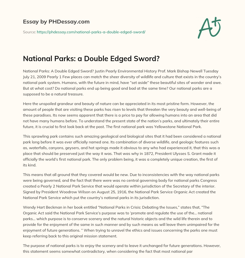 National Parks: a Double Edged Sword? essay