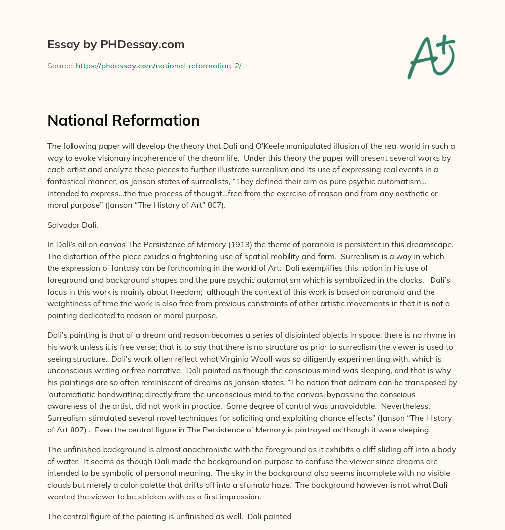 National Reformation essay