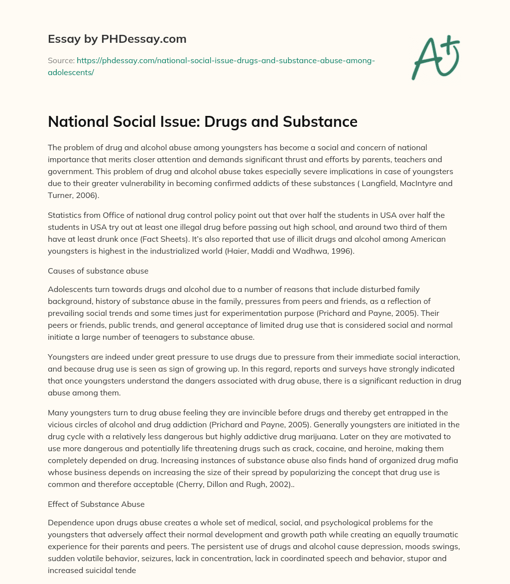 National Social Issue: Drugs and Substance essay