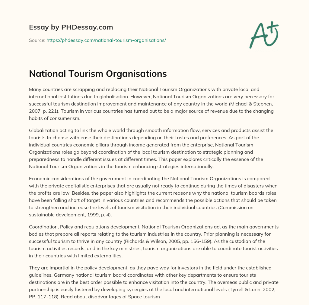 National Tourism Organisations essay