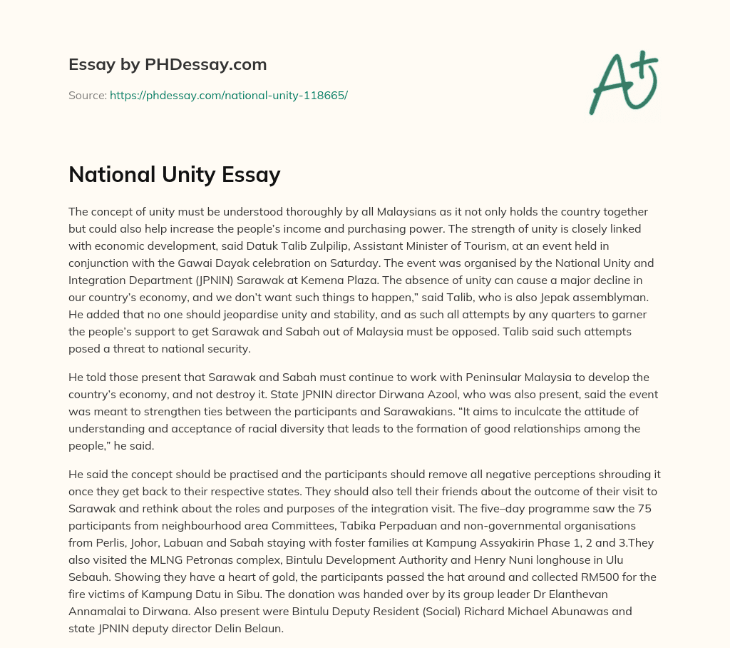 National Unity Essay essay