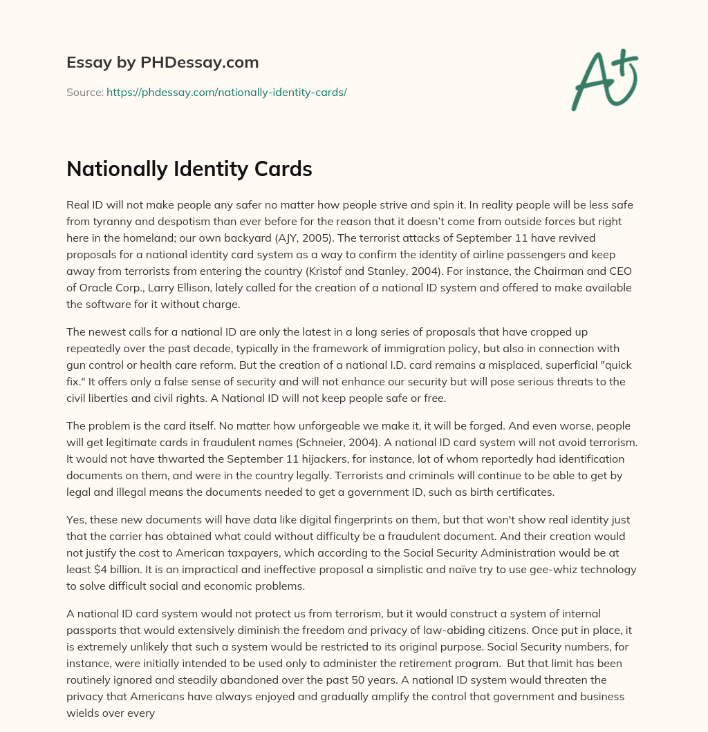 Nationally Identity Cards essay
