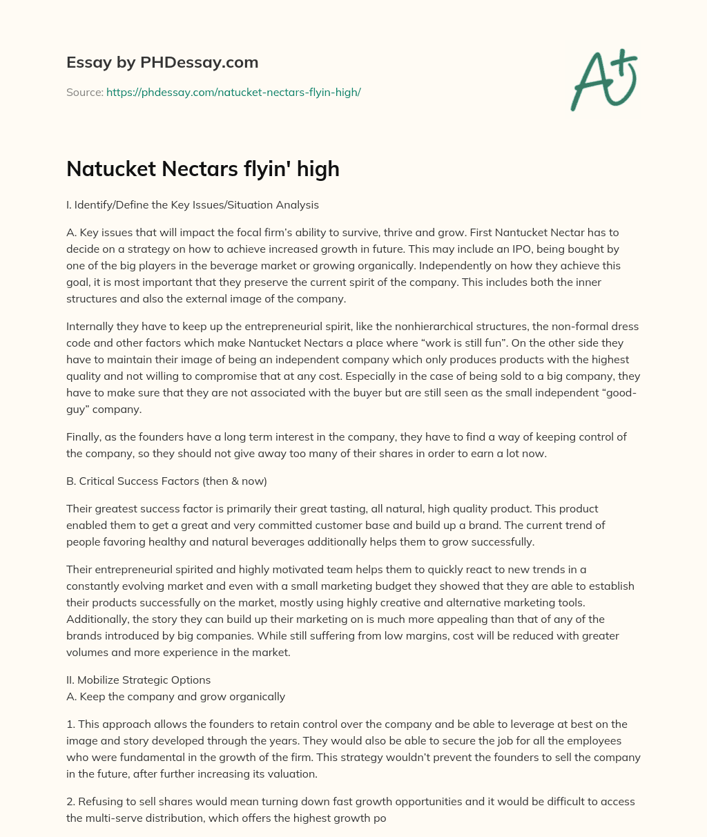Natucket Nectars flyin’ high essay