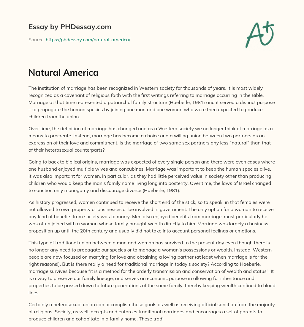 Natural America essay