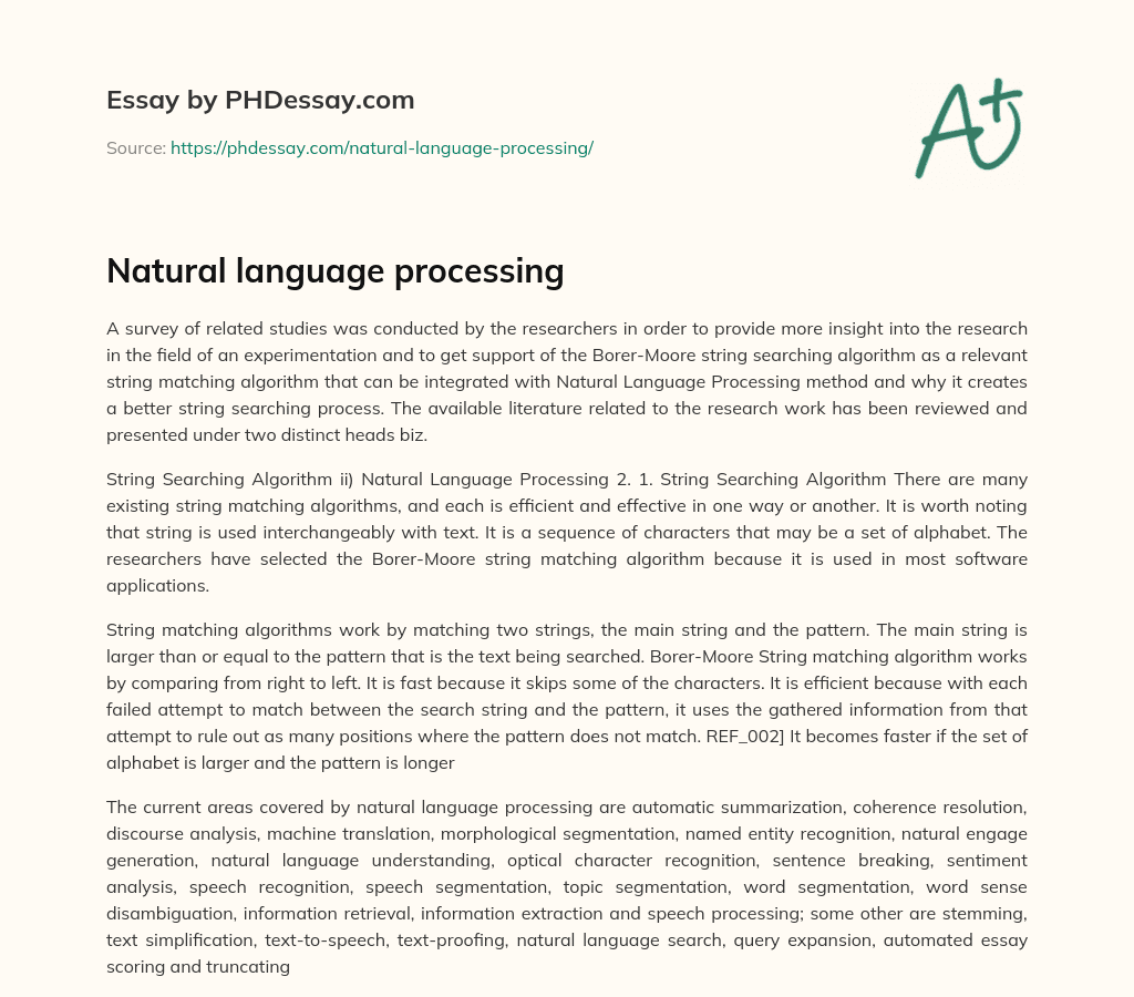 Natural language processing essay