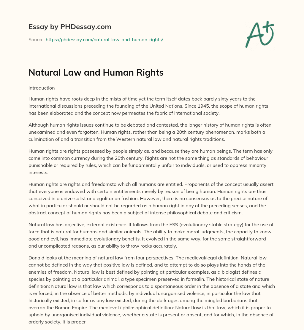 Natural Law and Human Rights essay