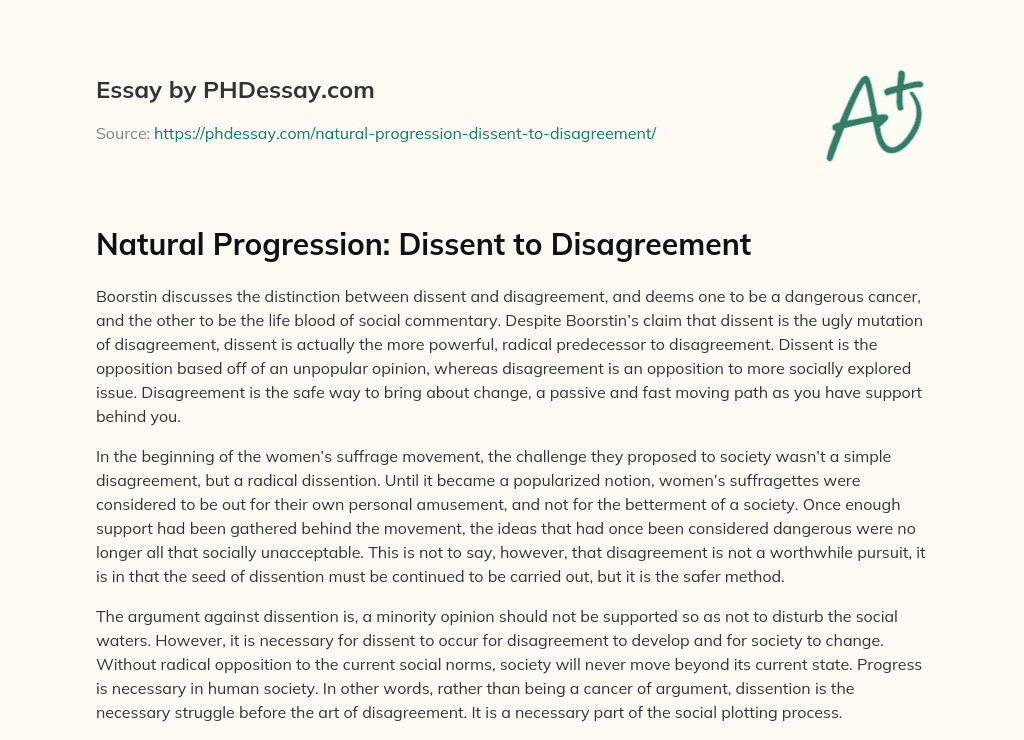 dissent vs disagreement ap lang essay