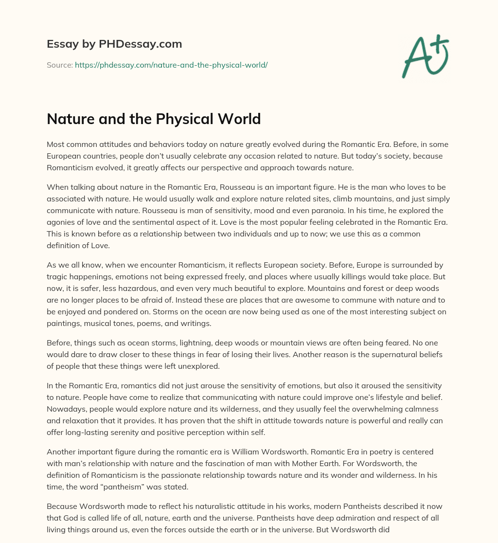 Nature and the Physical World essay