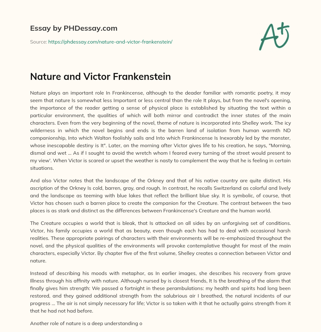 Nature and Victor Frankenstein essay