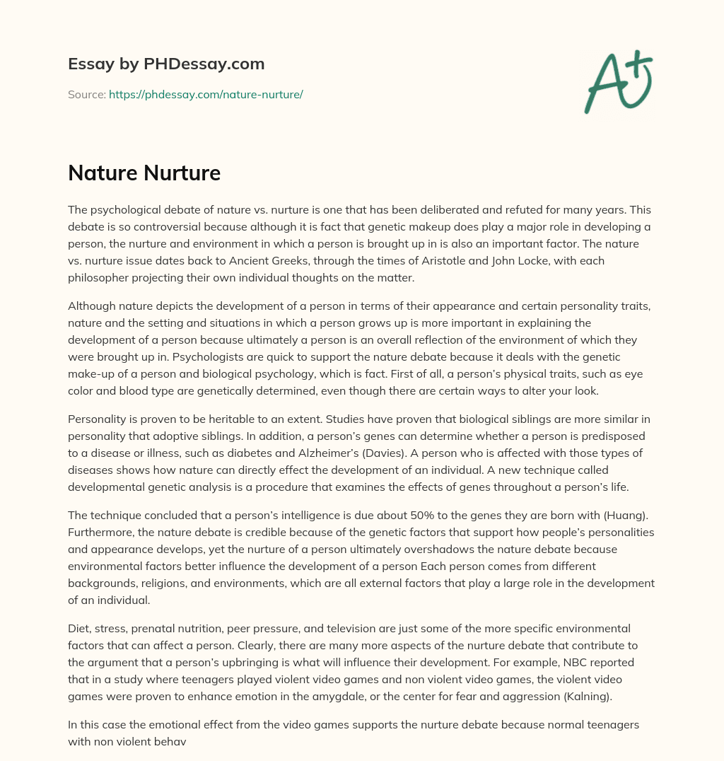 Nature Nurture essay