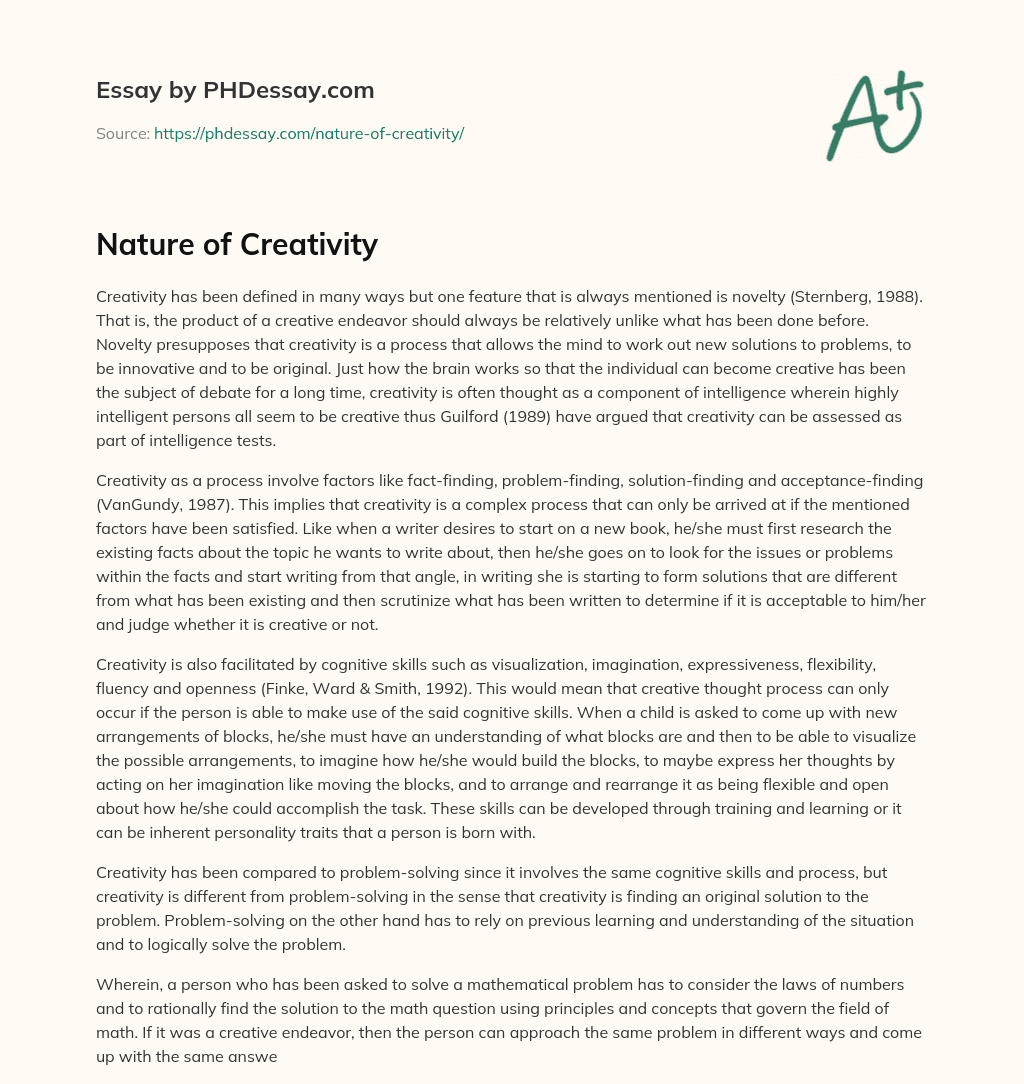 Nature of Creativity essay