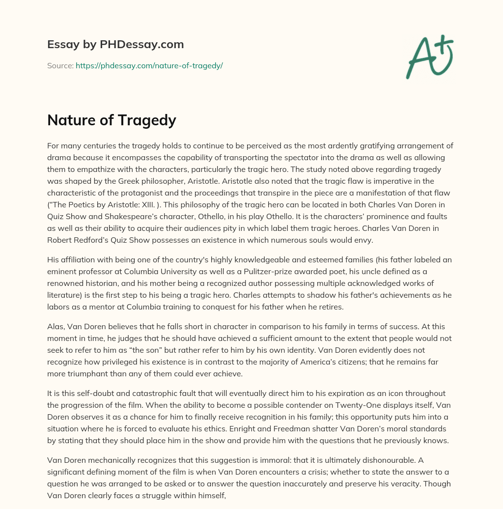 Nature of Tragedy essay