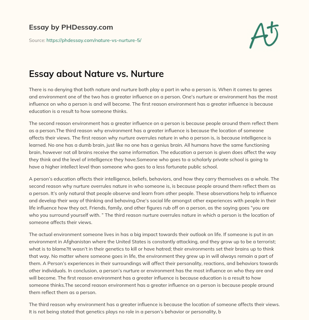 Essay about Nature vs. Nurture essay