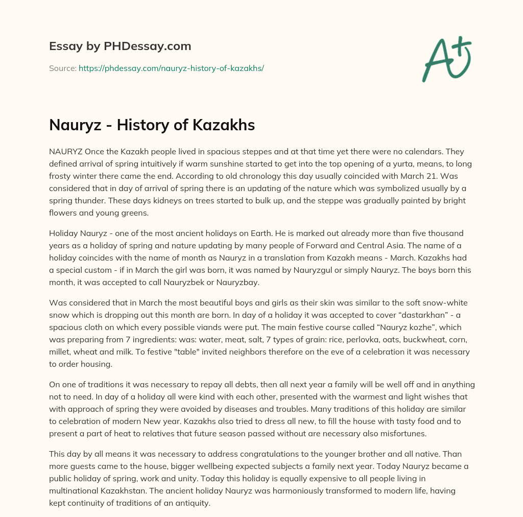 Nauryz – History of Kazakhs essay