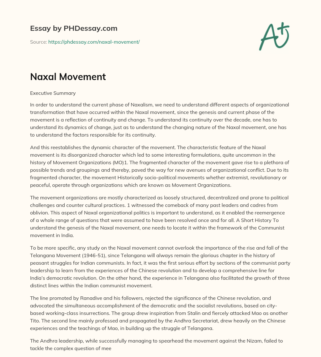 Naxal Movement essay