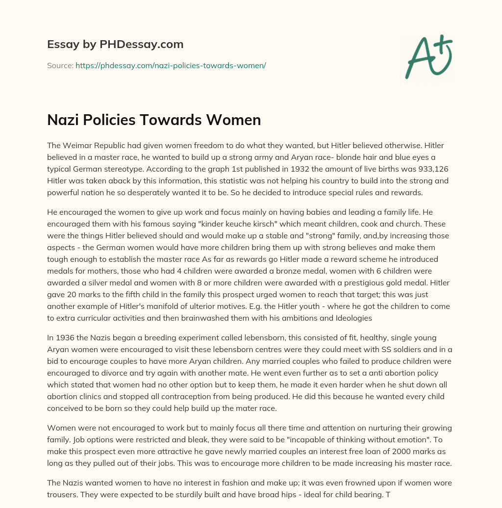 Nazi Policies Towards Women essay