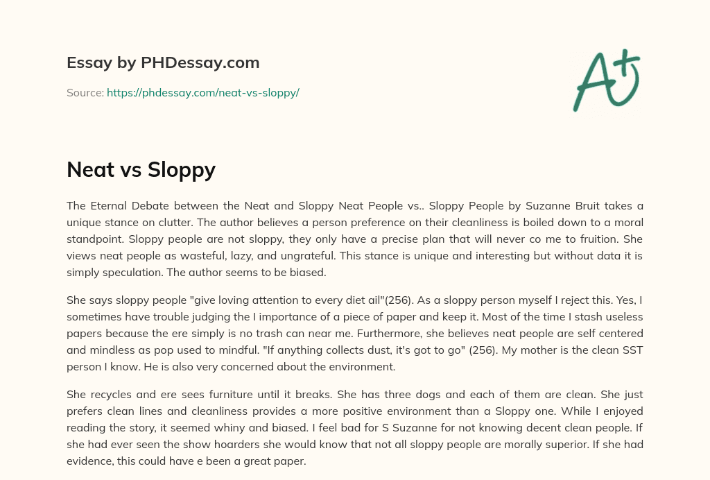 Neat vs Sloppy essay