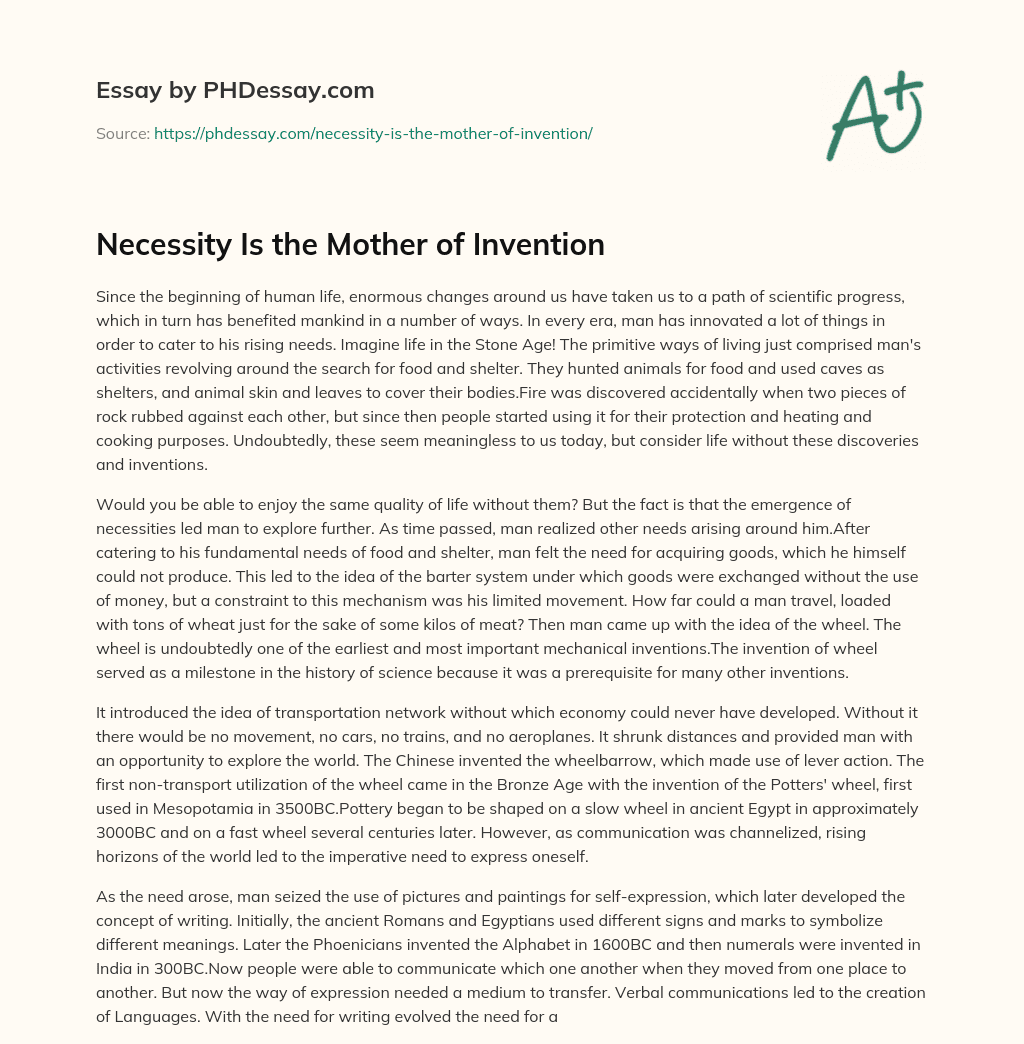 essay on necessity is the mother of inventions