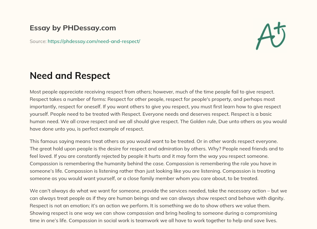 Need and Respect essay