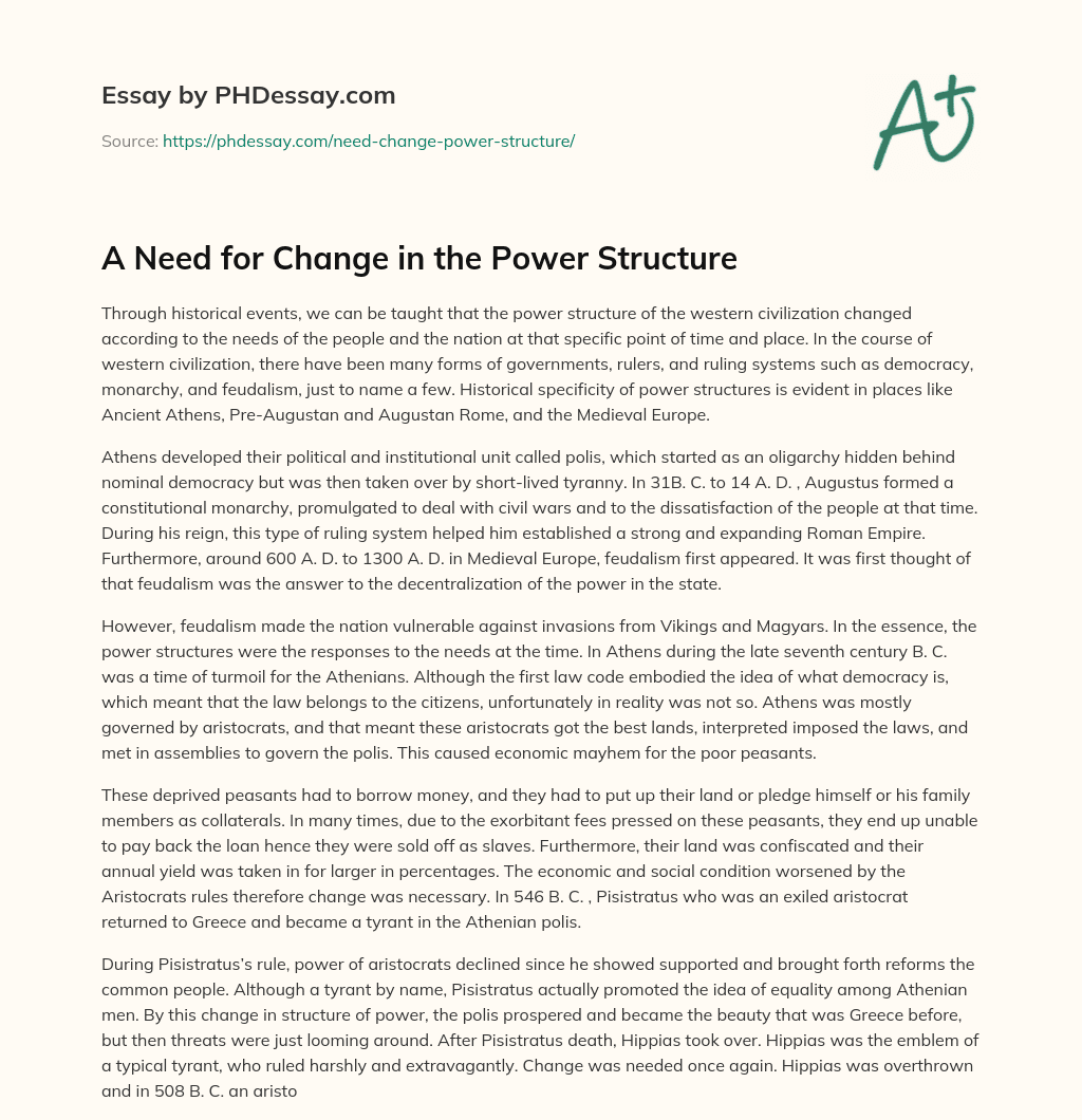 A Need for Change in the Power Structure essay