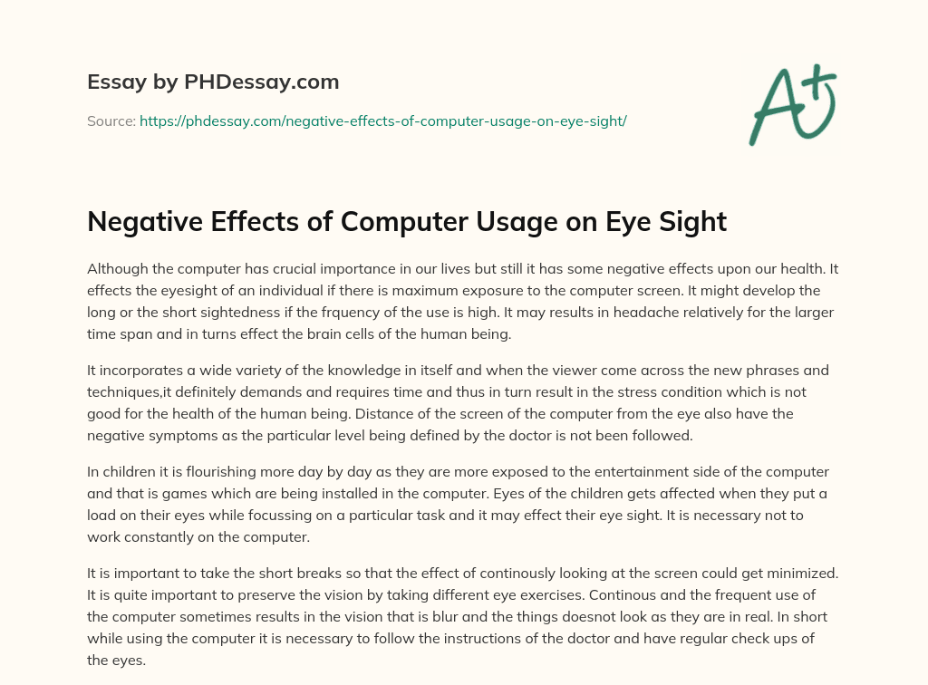 essay about negative effects of computer