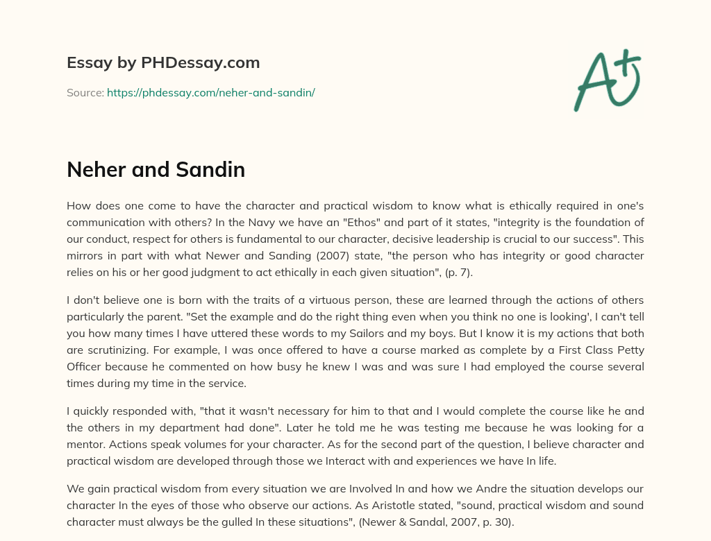 Neher and Sandin essay