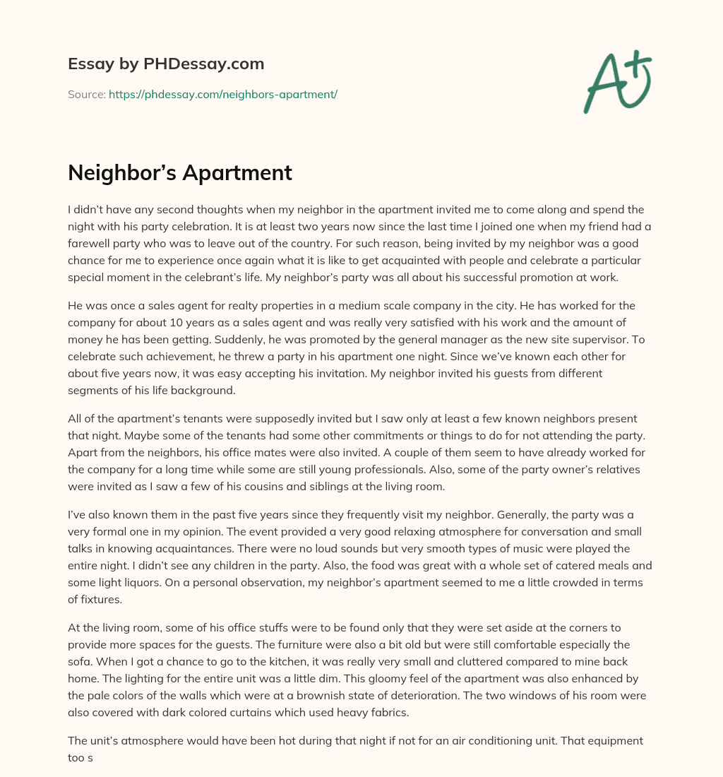 Neighbor’s Apartment essay