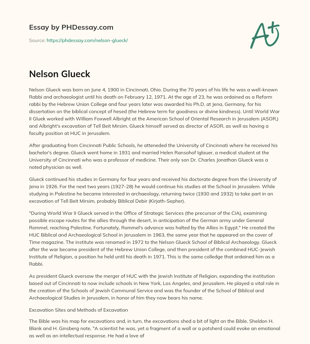 Nelson Glueck essay