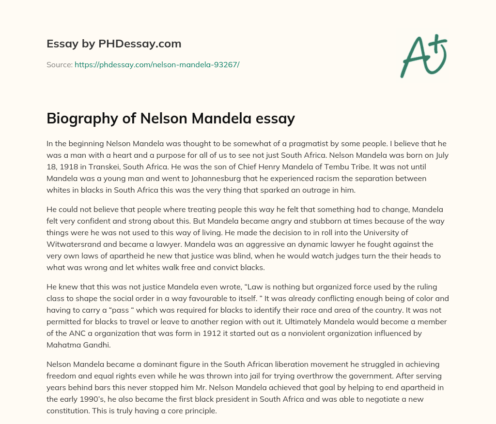 early life of nelson mandela essay