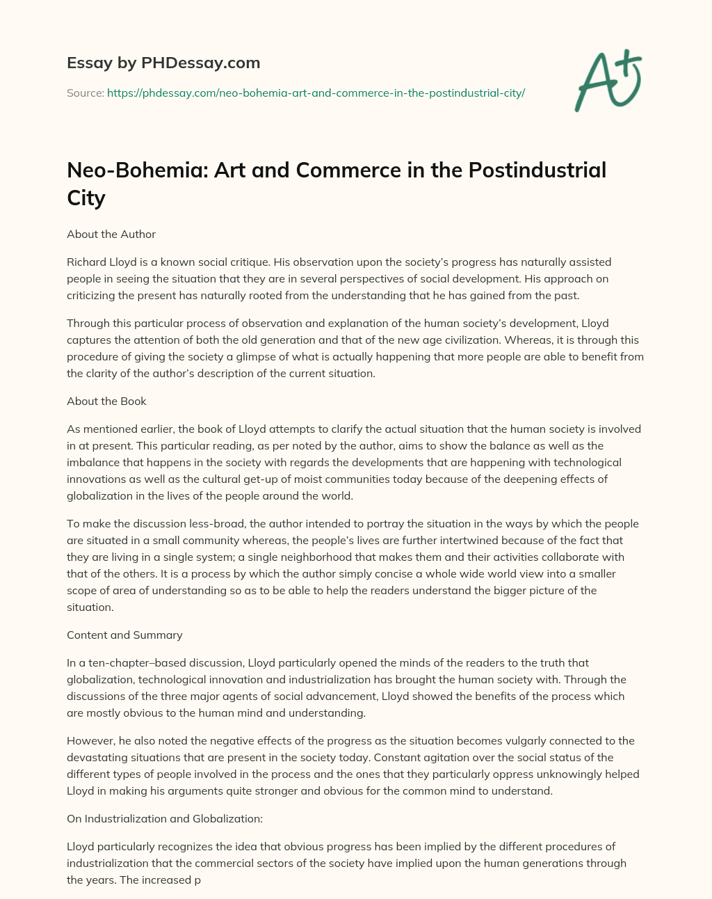 Neo-Bohemia: Art and Commerce in the Postindustrial City essay