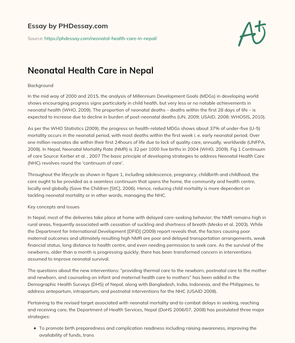 Neonatal Health Care in Nepal essay