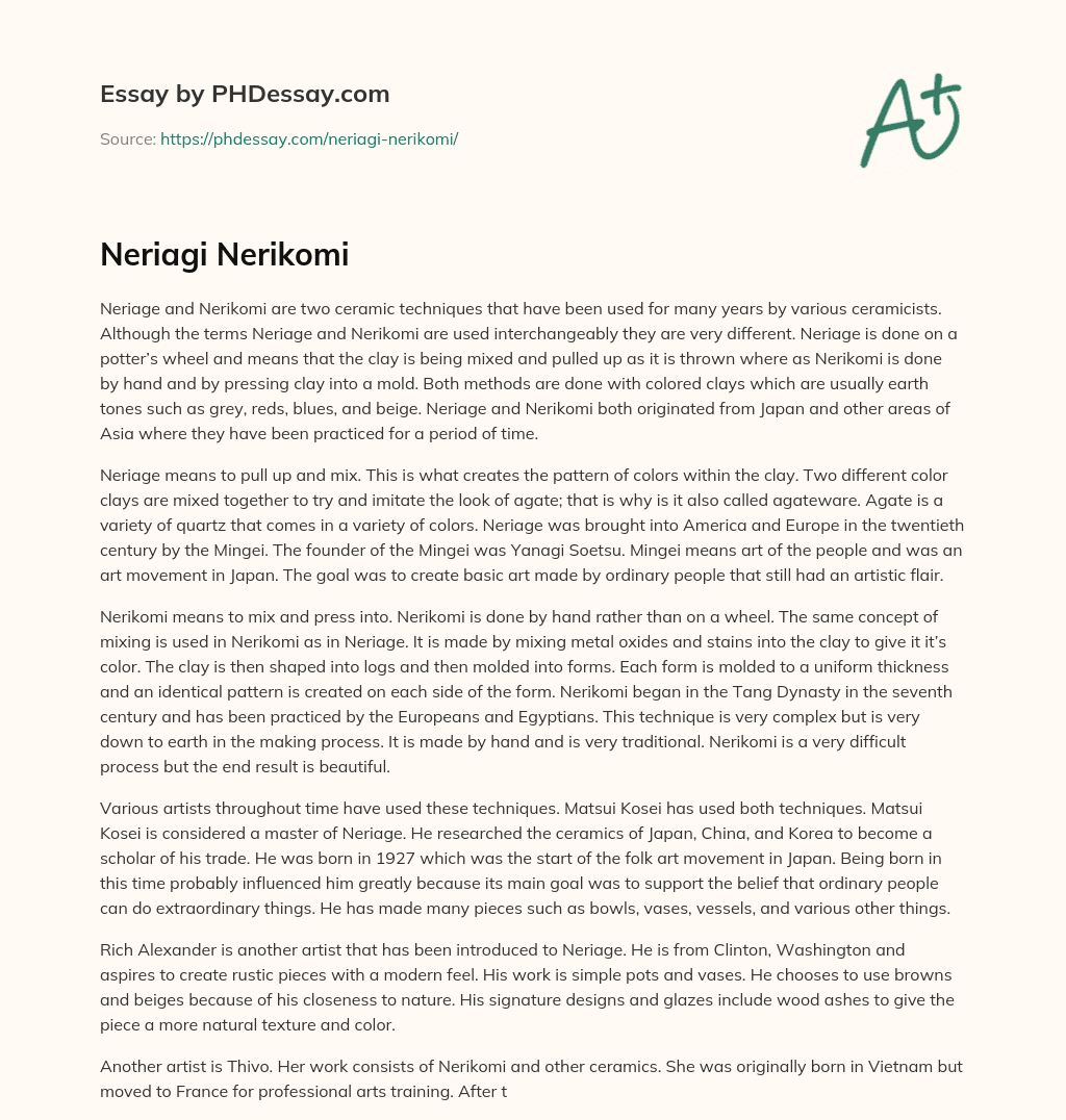 Neriagi Nerikomi essay