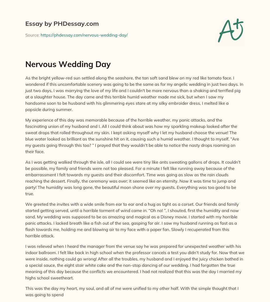 Nervous Wedding Day essay