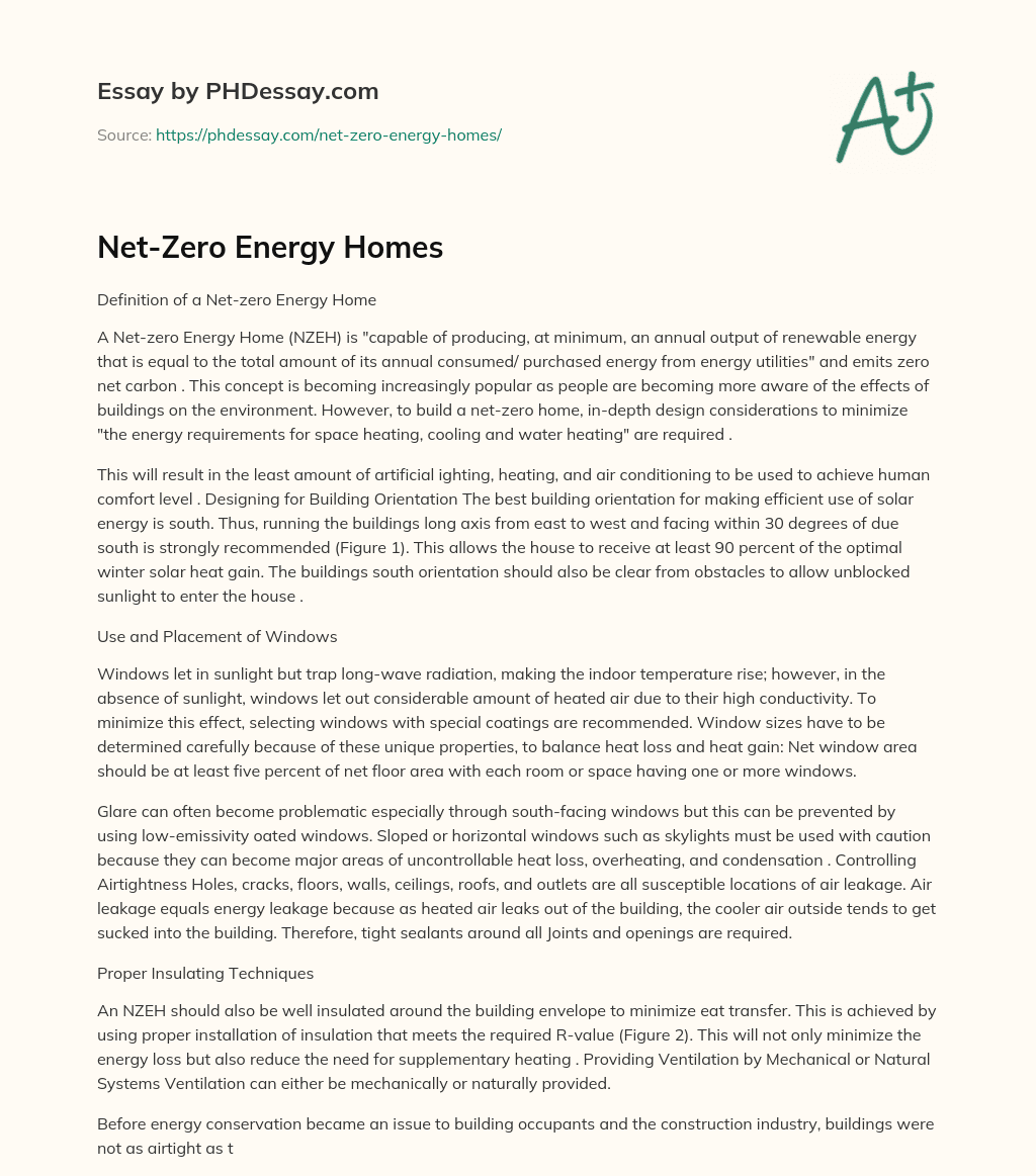 Net-Zero Energy Homes essay