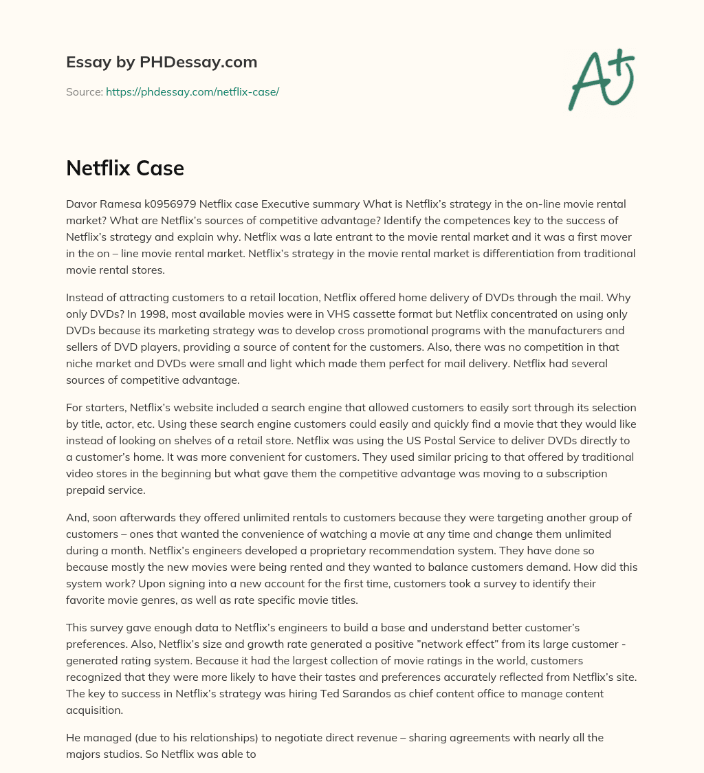 Netflix Case essay