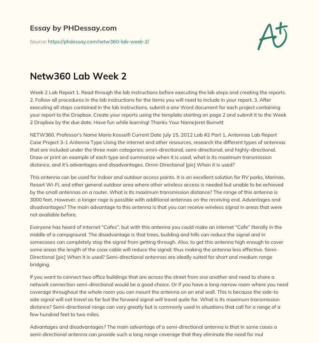 Netw360 Lab Week 2 essay