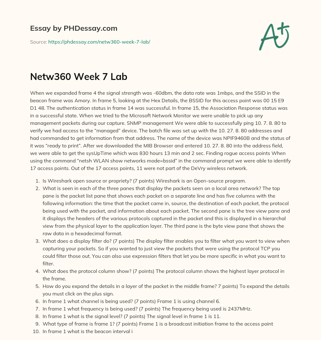Netw360 Week 7 Lab essay