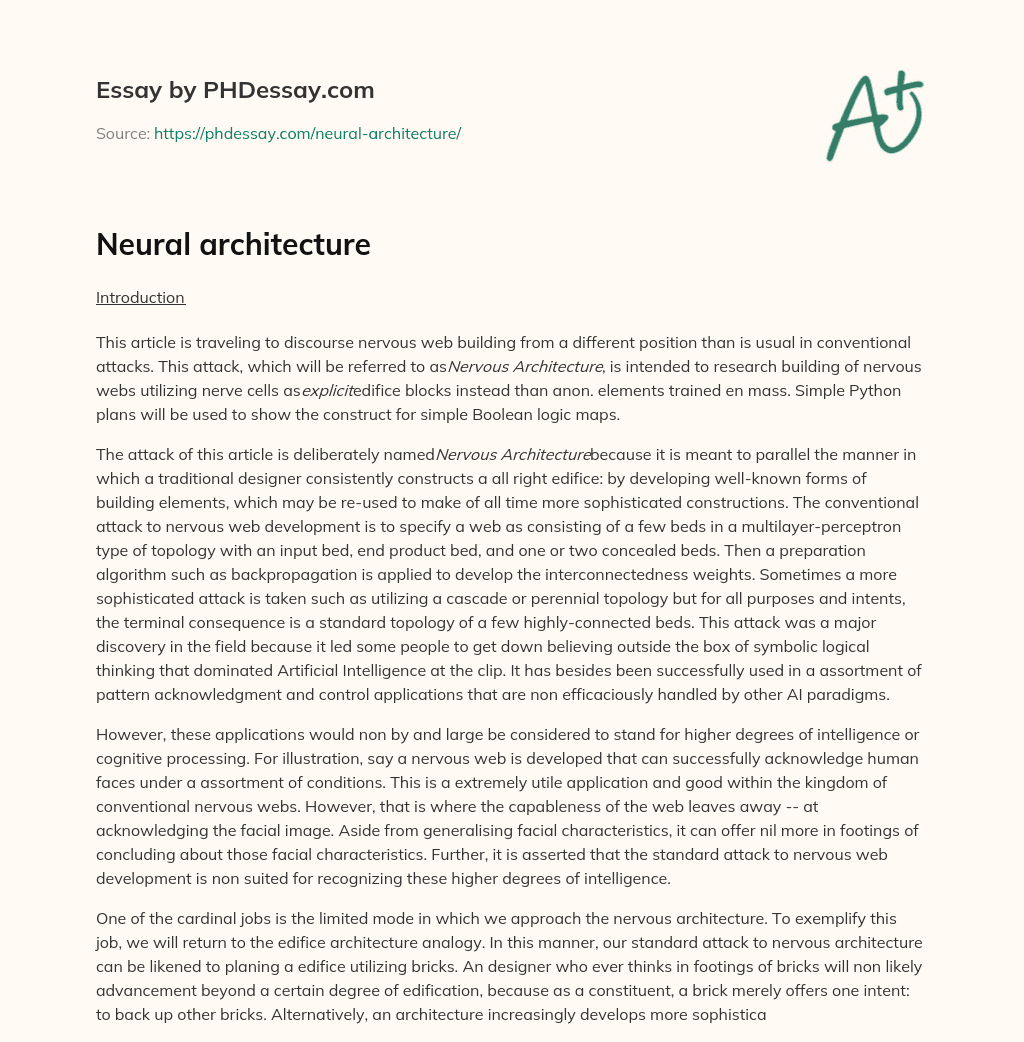 Neural architecture essay