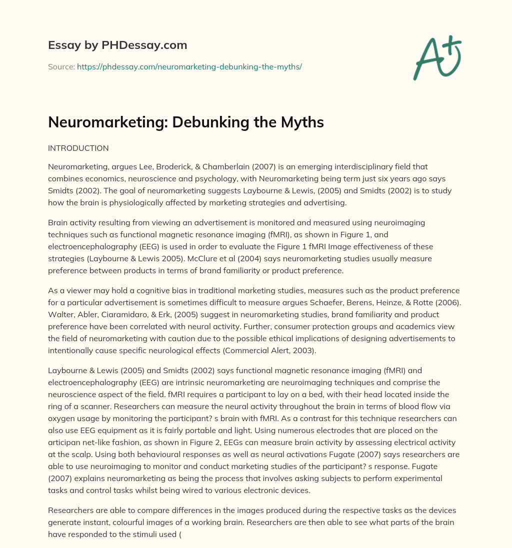 Neuromarketing: Debunking the Myths essay