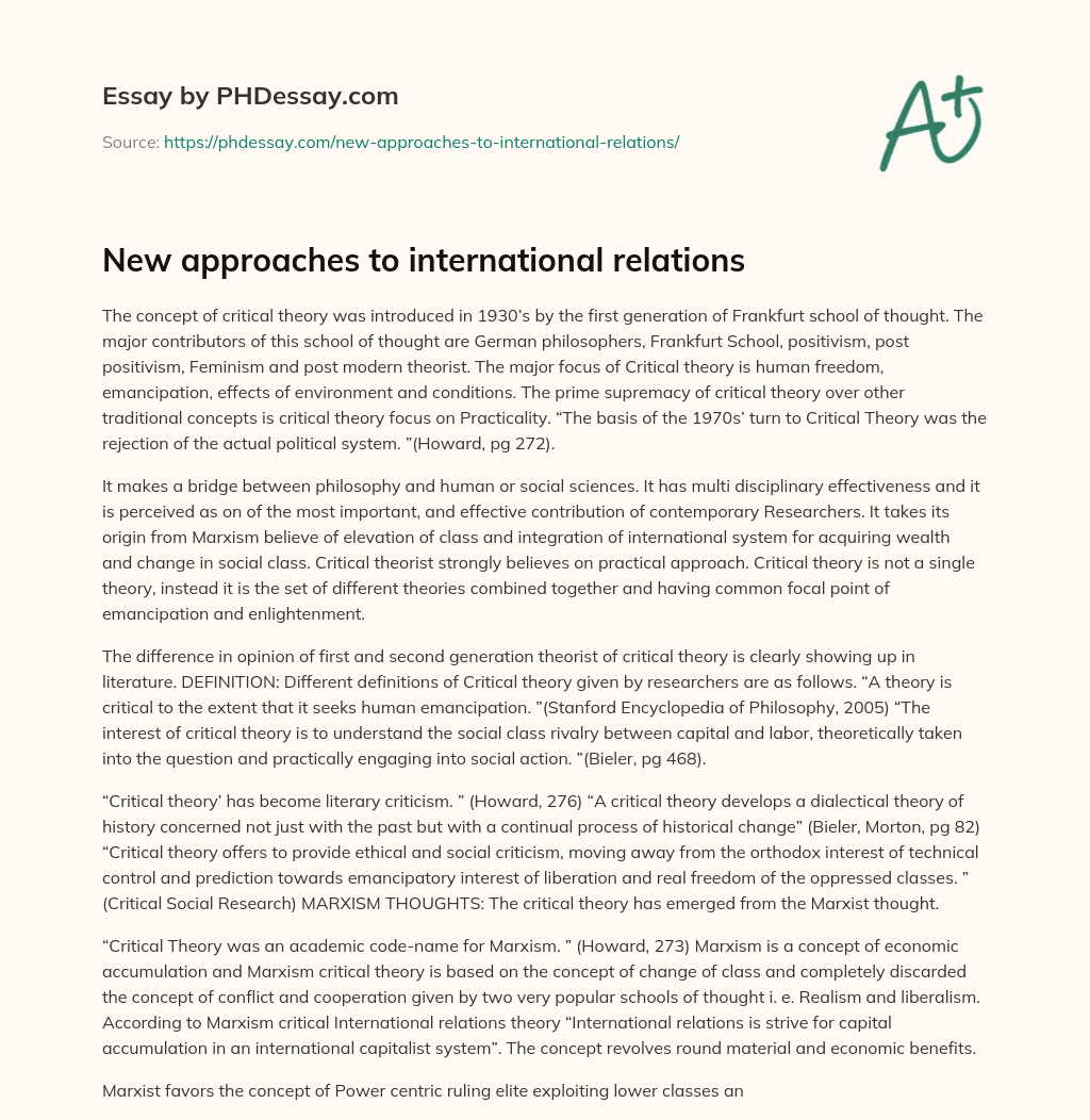 New approaches to international relations essay