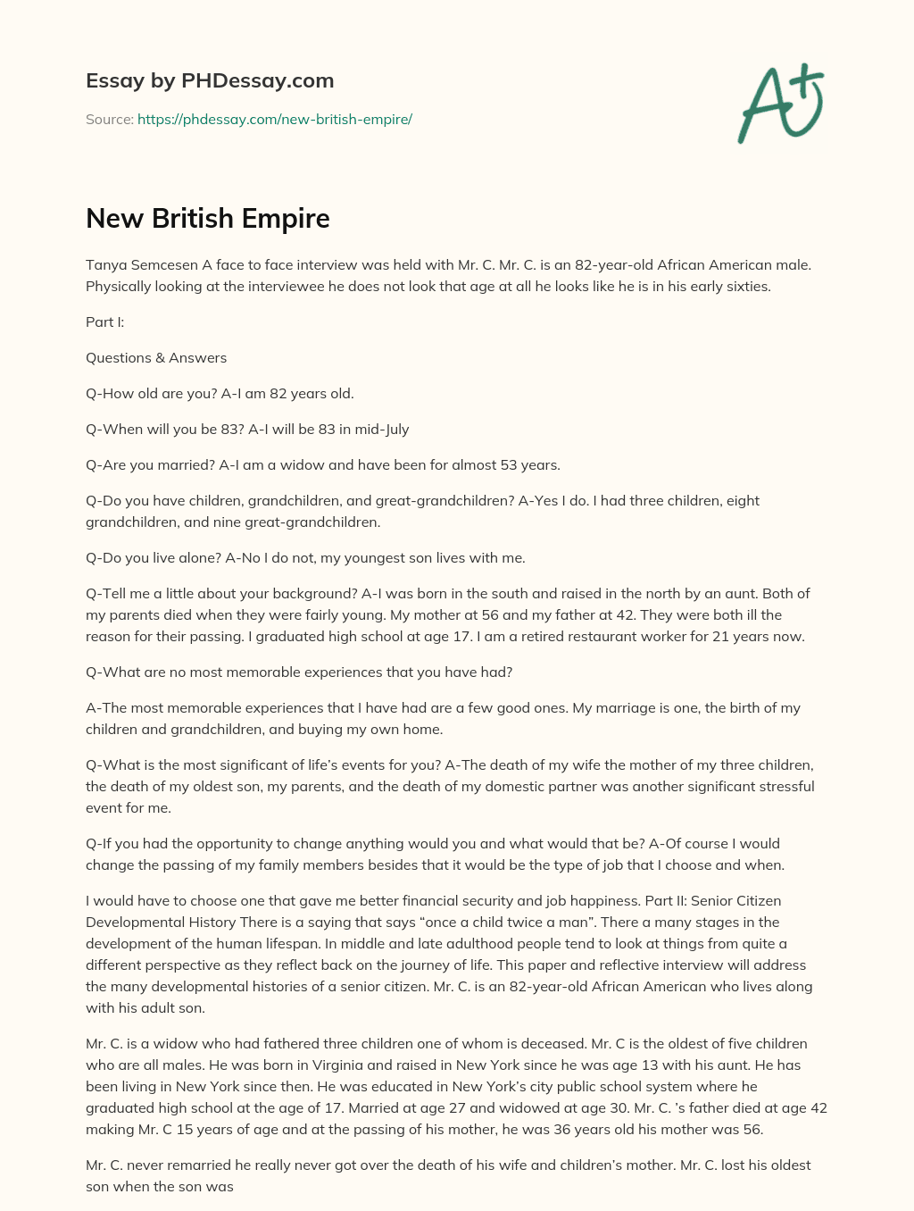 New British Empire essay