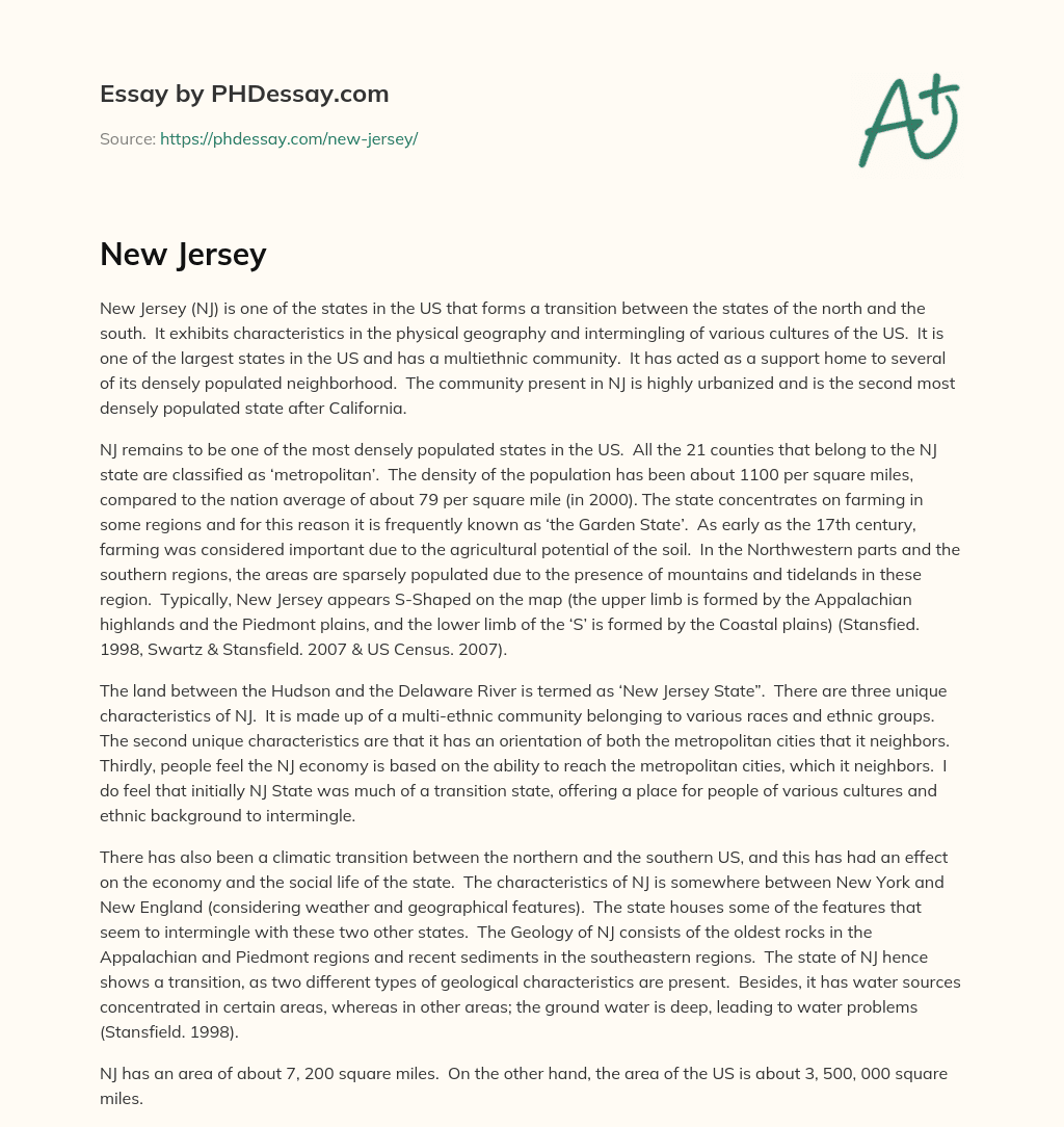 New Jersey: A Densely Populated State with a Mix of Cultures and Geography essay