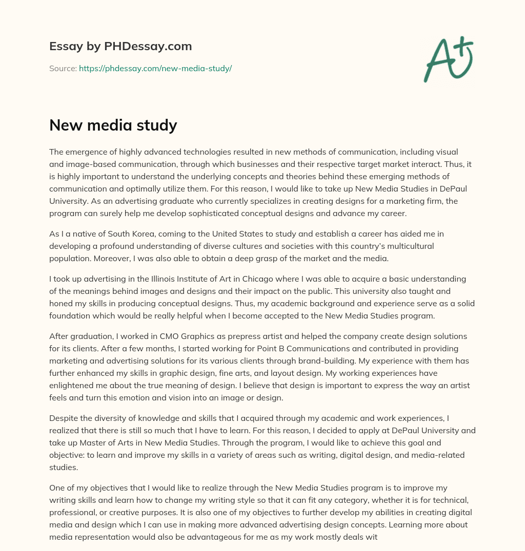 New media study essay