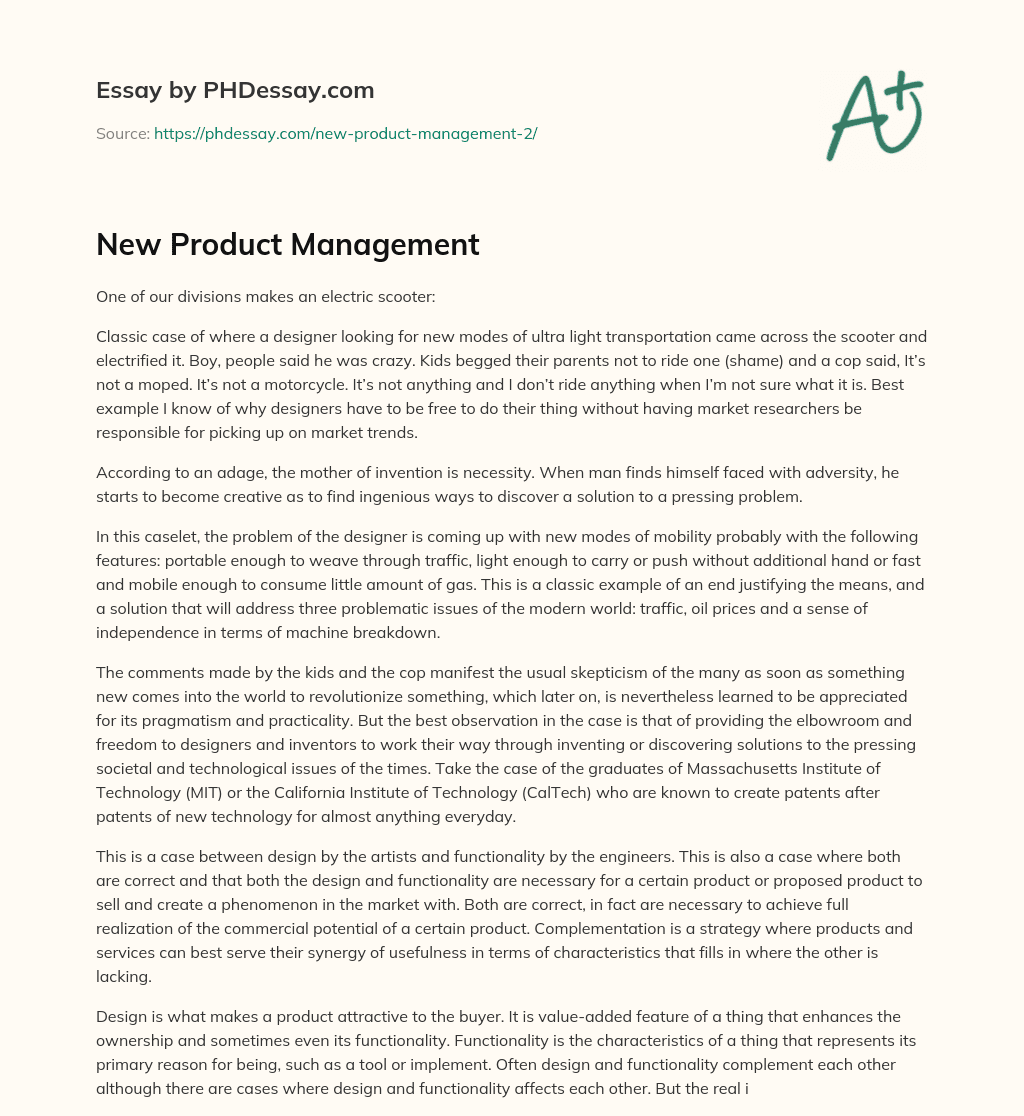 New Product Management essay