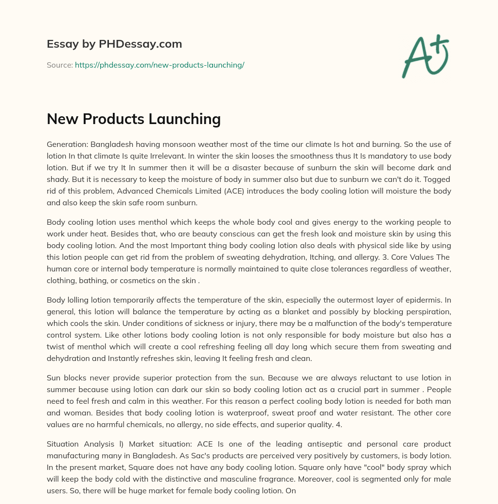 New Products Launching essay