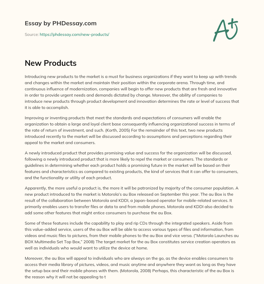 New Products essay