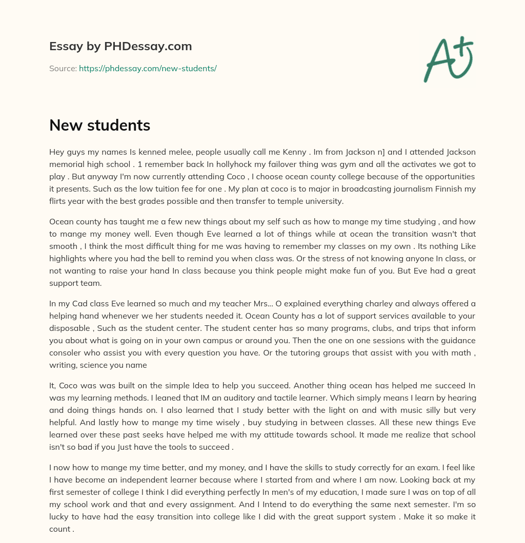 New students essay