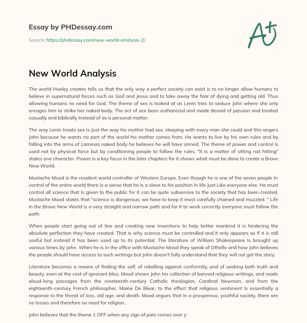 New World Analysis essay