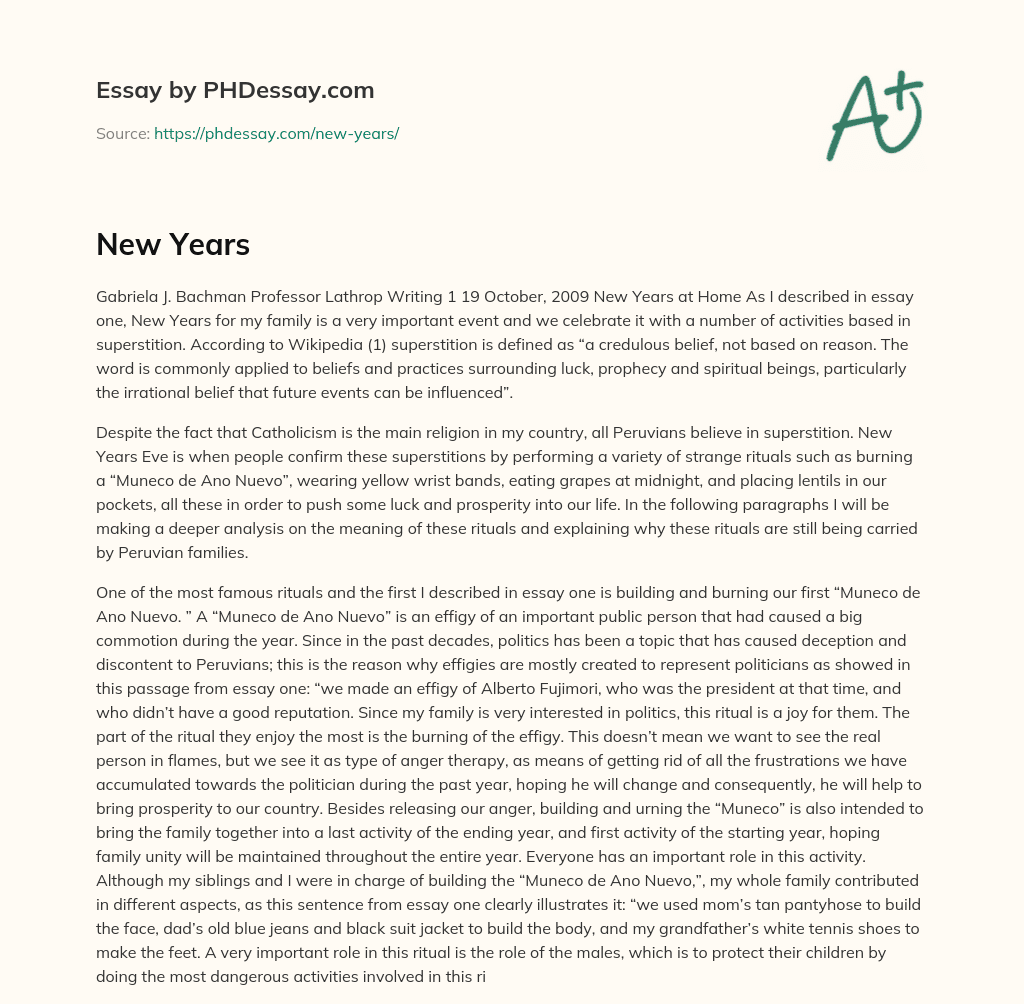 Peruvian New Year’s Superstitions and Rituals essay