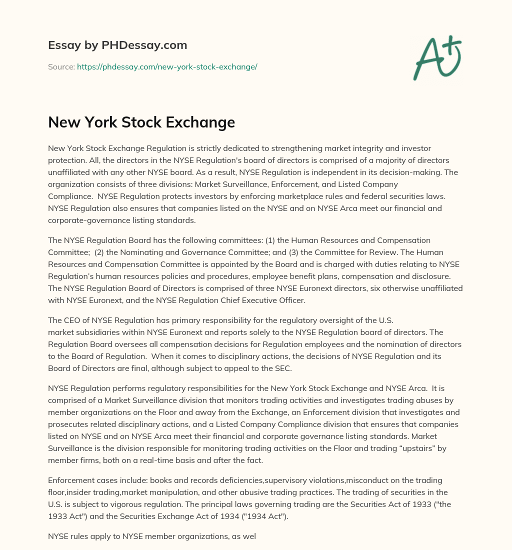 New York Stock Exchange essay